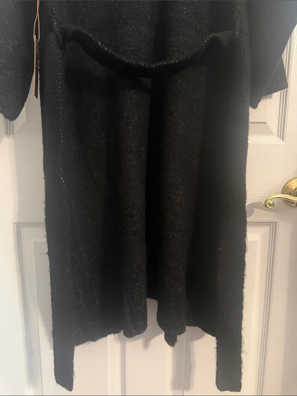 NEW Kerisma Women's Black Knit Belted Robe Cardigan Alpaca Sweater Sz S/M